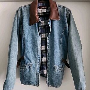 L.A. Blues Blue Denim Jacket with Brown Collar